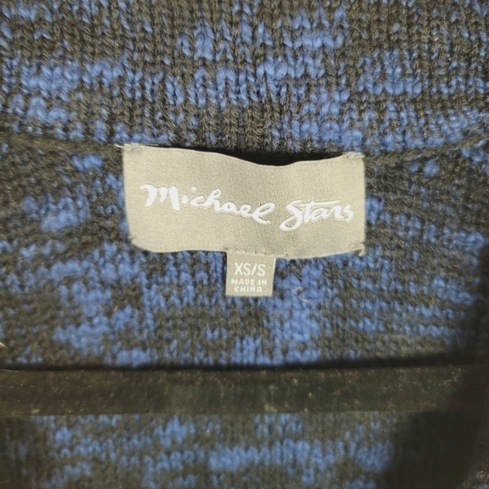 MICHAEL STARS WOOL BLEND MOTO STYLE BLUE & BLACK VEST, SZ XS/S - Picture 5 of 8